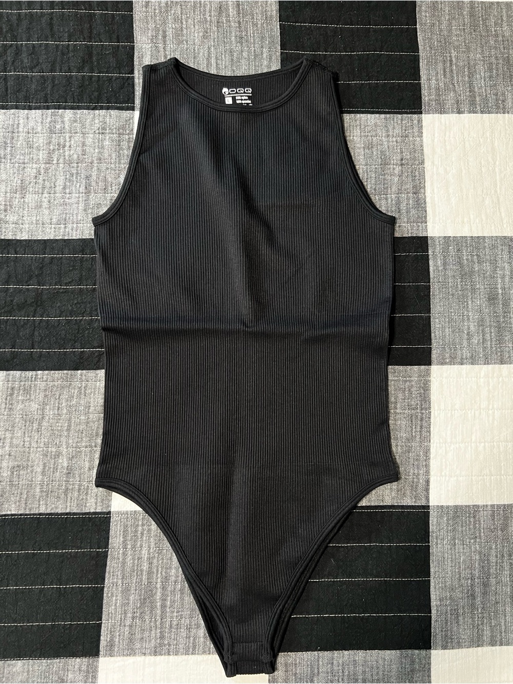 Black Ribbed One-Piece Bodysuit - Kids